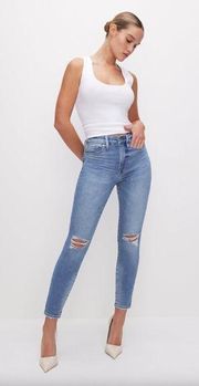 Good American Good Curve Crop Jeans in Blue Cotton Blend Stretch 355 Sz 26 NWT