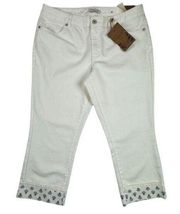 Coldwater Creek Pants Womens 14 Capri Natural Fit Cuffed White Denim