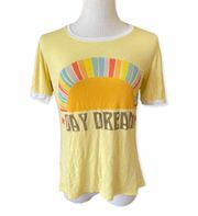 Womens Daydream Day Dream Slouchy Knit Ringer Tee Shirt - Sz S