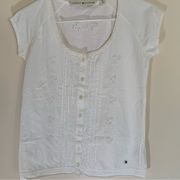 Tommy Hilfiger White Short Sleeve Top with Eyelet details and Buttons