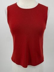 Eileen Fisher Wool Knit Tank Shell Sweater Crew Neck Sleeveless Rust Womens XS