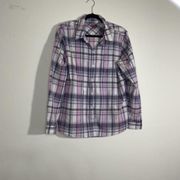 Merona Lavender Pink Plaid Button Down Collared Shirt Size Extra Large