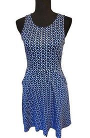 NEW York & Company Blue/Black/White Printed Dress