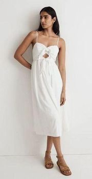 Madewell Double-Tie Cutout Sweetheart Midi Dress Eyelet White Size 8 NWT