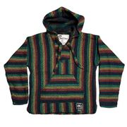 No Bad Days Baja Hoodie Dark Rasta chevron pattern multicolor size small