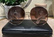 SALVATORE FERRAGAMO gold brown round sunglasses 🦋