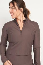 Brown Cropped Athletic Quarter Zip