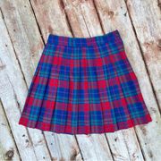 90s Ultra Pink Plaid Women’s Pleated Mini Skirt Red Blue Green Size Medium