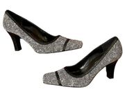 Jones New York Tweed Square Toe Black/White Tweed Pumps Shoes Size 7 EUC