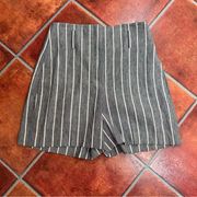 Theory Linen High-Waisted Striped Shorts