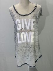 Give Love Get Love Gray Burnout Tee Tank top Size XL