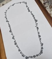 Signed T - Talbots Costume Necklace Silver Tone With Grey Faux Pearl Beads