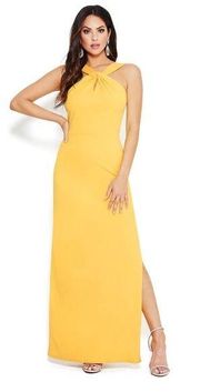 NWT Bebe KEYHOLE HALTER SIDE SLIT GOWN Maxi Dress SZ-16