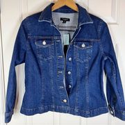 NWT Ann Taylor Petite Jean Jacket Size Medium Petite Dark Washed Denim