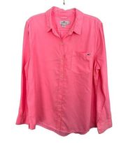Vineyard Vines Women's Garment Dyed Malibu Pink Blouse Plus Size 14 NEW