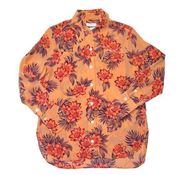 NWT Equipment Quinne in Cantaloupe Floral Silk Oversized Button Down Shirt M