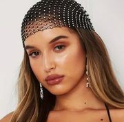 Black Rhinestone Mesh Head Scarf