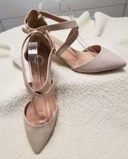 Journee Collection Women's Riva Pumps Pointed Toe Ankle Strap Nude Size 11 M