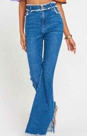 Lakefront Austin Distressed Raw Edges Boho Flare Jeans 26