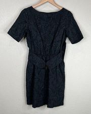Love Moschino Women Jacquard Wool Mini Dress Side Zip Black Blue Size 6 LBD