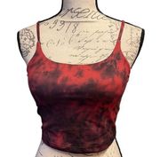 Oalka Red Black Tie Dye Workout Strap Sports Tank Bra Size Small