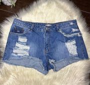 C&C California hunter denim distressed shorts sz 32