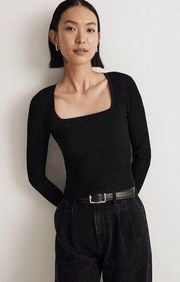 Madewell Ottoman Pullover Crop Sweater Black Size S NWT