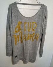 Simply Southern Fur Mama Open Back Top Gray Gold