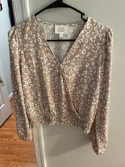 Leopard Print Long Sleeve Blouse