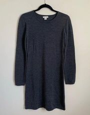 Garnet Hill Charcoal Merino Wool Long Sleeve sweater Dress XS