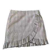 Romeo & Juliet Couture Plaid Ruffled Skirt Black White Sz L