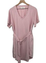 Cloth and Stone T-Shirt Dress with Belt Pink size XL