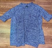 Joyce Leslie Open Front Short Sleeve Blue & White Knit Cardigan Small