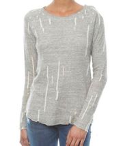 Generation Love Rick Double Knit Distressed Grey Cream Crewneck Sweater MEDIUM