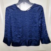 Armani Exchange Blue Sheer Long sleeve Blouse