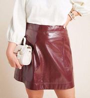 NWT Anthropologie Faux Patent Leather Skirt Wine