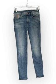 WhiteHouseBlackMarket Womens Faded Wash Straight Fit Slim Crop Jeans Size 00