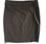 bebe brown pinstripe lace pencil skirt size 2