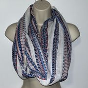 NWT GAP Wide Long Lightweight Infinity Scarf White Pink Blue Boho Print