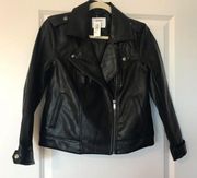 Xs petite faux leather black zip jacket net with tags nwt