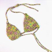 Printed D-Ring Triangle Bikini Top Size Small