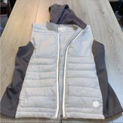 BKE sport white grey puffer zip up vest