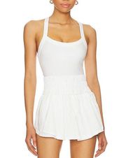 Free People Way Home Skortsie White SMALL Tennis Wide Leg  Athleisure Sporty