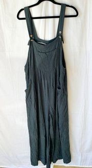 Anrabess Linen Wide Leg Overalls in Dark Teal Sea Green Size XL