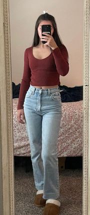 Red Crop Long Sleeve Top 