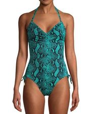 NWT No Boundaries exotic snakeskin print cheeky one piece swimsuit, size large