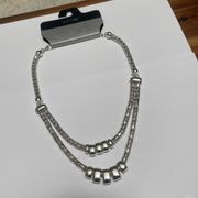 NWT $24 - Apt 9 Costume Necklace Silver Tone Metal Adjustable Length