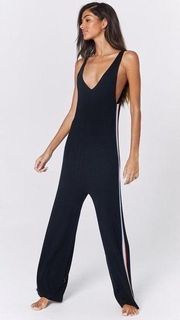 Madeleine Thompson x Spiritual Gangster Jumpsuit Revolve V-Neck Black Rainbow XS