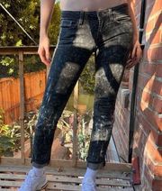 Marc by Marc Jacobs Vintage Jeans Black Denim Paint Splatter Distressed 25 Y2K