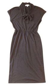 Amour Vert Black Tie-Neck Organic Cotton Dress